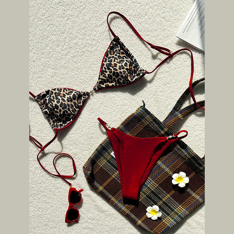 Damen Triangel-Bikini mit Leopardenmuster und verstellbaren Trägern Echo Archiv