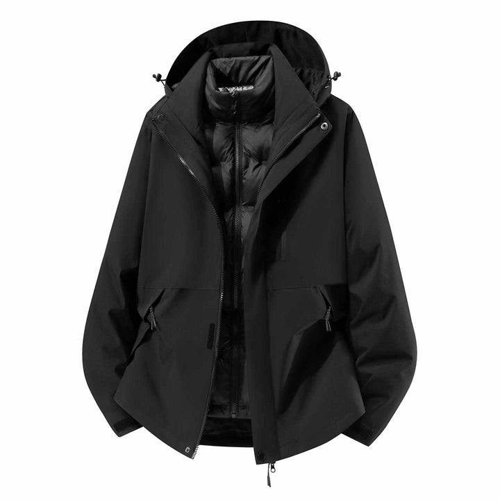 Herren Wasserfeste dreiteilige Winterjacke mit abnehmbarer Daunen-Innenjacke und Kapuze Echo Archiv