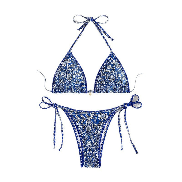 Damen Triangel-Bikini mit verstellbaren Bindebändern und floralem Print Echo Archiv