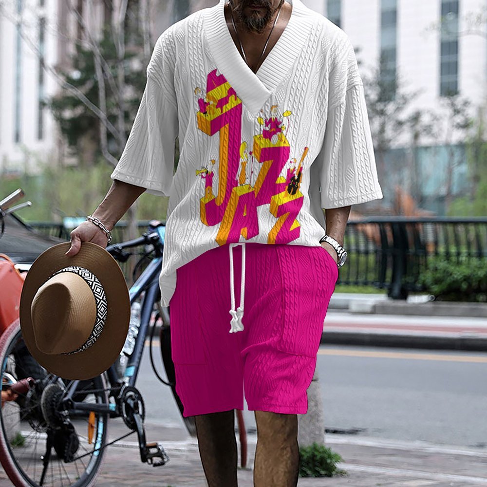 Herren lässiges Kurzarm-T-Shirt und Shorts im urbanen Design Echoarchiv