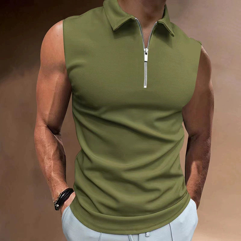 Herren Kurzarm Poloshirt mit modernem Stehkragen und funktionellem Reißverschluss Echoarchiv
