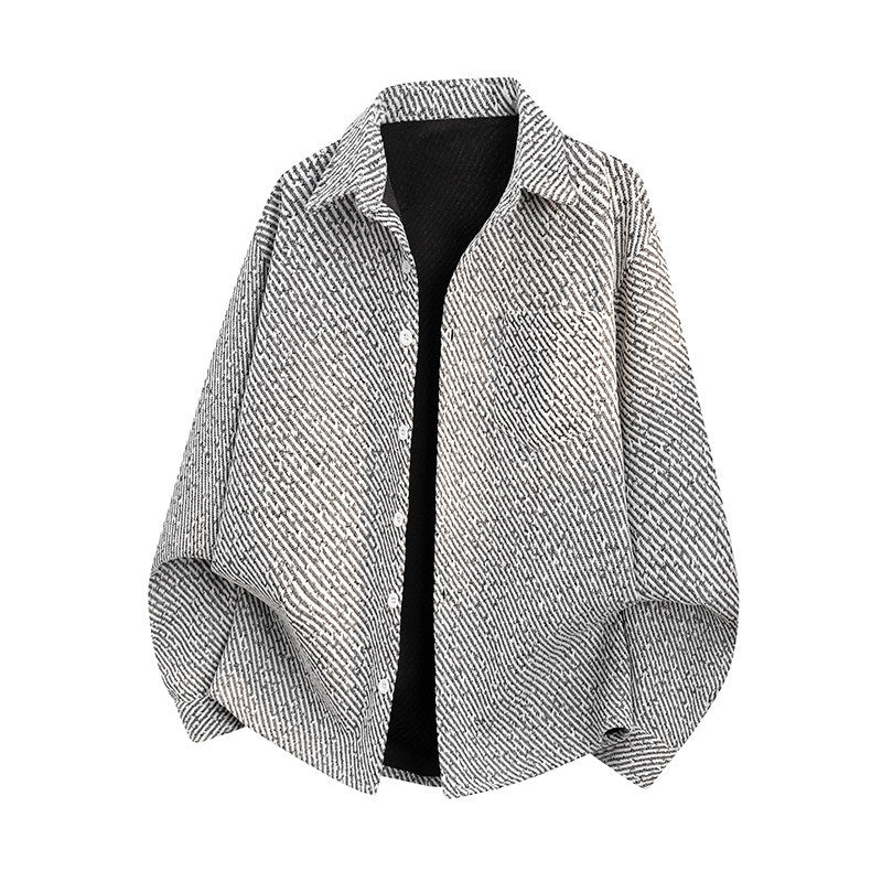 Damen Oversize-Textur-Hemdjacke mit diagonaler Struktur und Brusttasche Echo Archiv