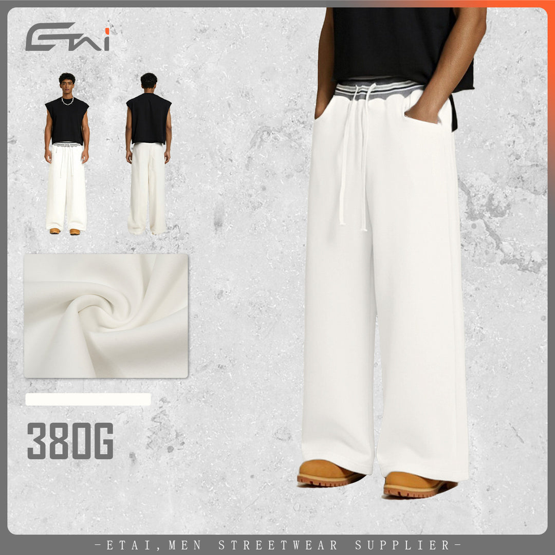 Damen Weite Culotte-Sweathose mit hohem Bund und gestreiftem Rippbündchen Echo Archiv