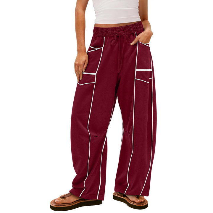 Damen nan weite Lounge-Hose mit Kordelzug, Kontrastpaspelierung und Cargo-Taschen Echo Archiv