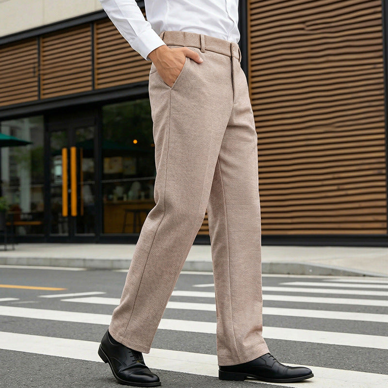 Herren Elegante gerade Tailoring-Hose mit Bügelfalte und feiner Fischgrätstruktur – Marzano