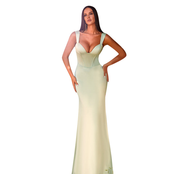 Damen elegantes körperbetontes Maxikleid mit tiefem V-Ausschnitt Echo Archiv