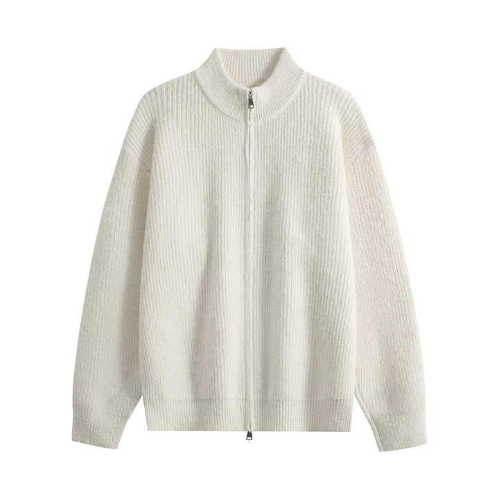 Damen Oversize-Strickjacke mit Rundhalsausschnitt, Rippsaum & Kontrastknöpfen Echoarchiv