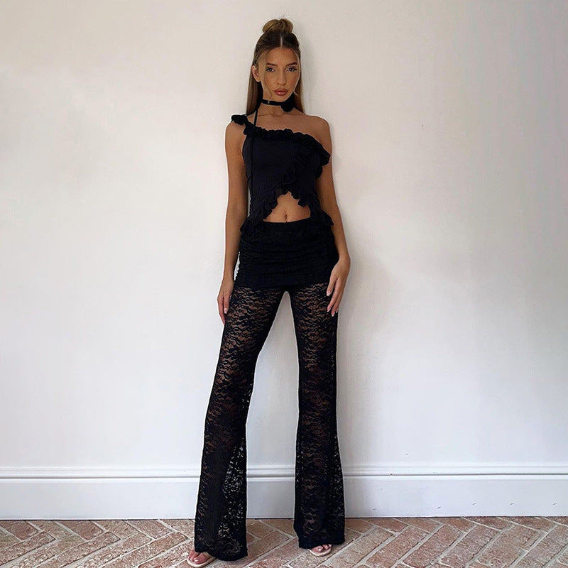 Damen Spitzentransparentes Hosen Set Echo Archiv