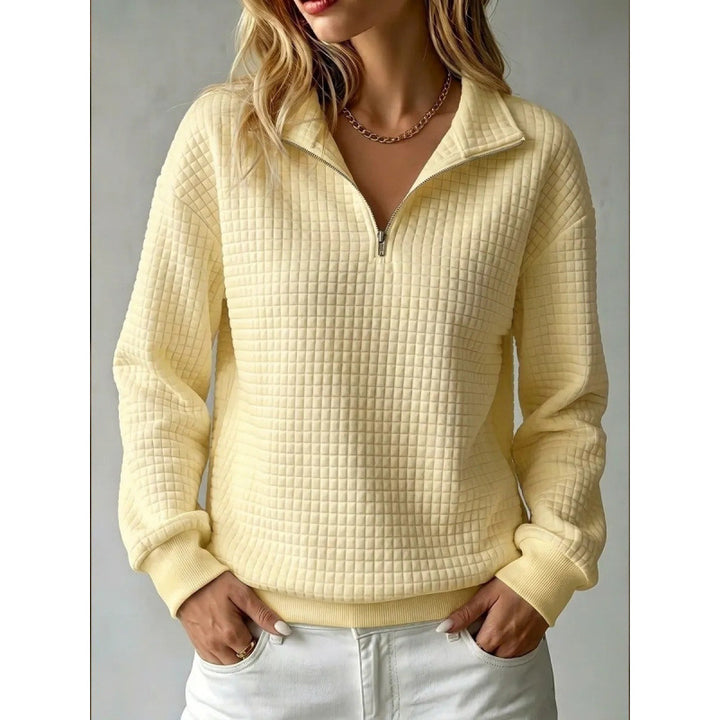 Damen Stepp-Sweatshirt mit halbem Reißverschluss und Kachelstruktur Echoarchiv