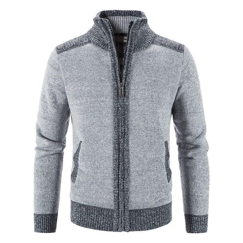 Herren Strickjacke mit modischem Zipper und hochgeschlossenem Kragen Echoarchiv