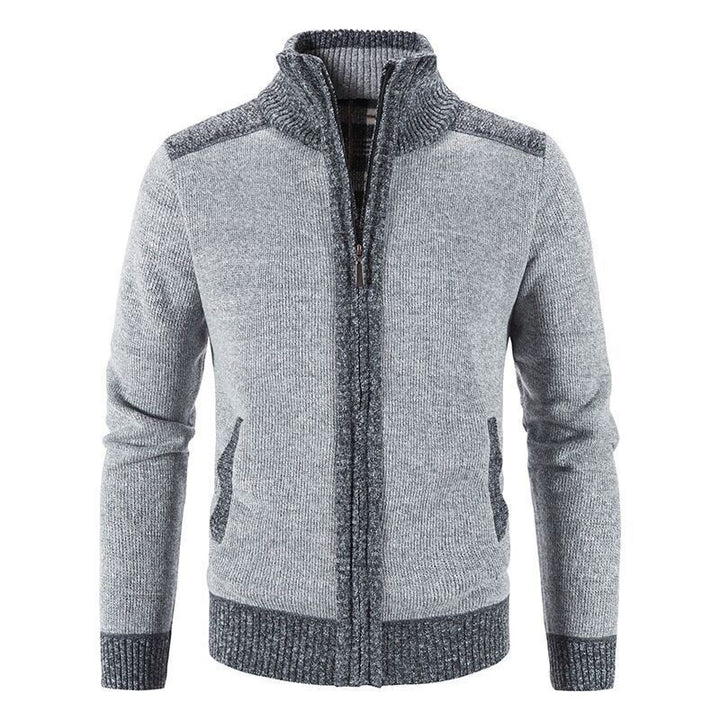 Herren Strickjacke mit modischem Zipper und hochgeschlossenem Kragen Echoarchiv