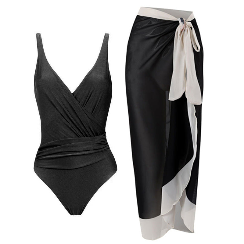 Damen Badeset mit floralem Wickelrock und Einteiler Echo Archiv