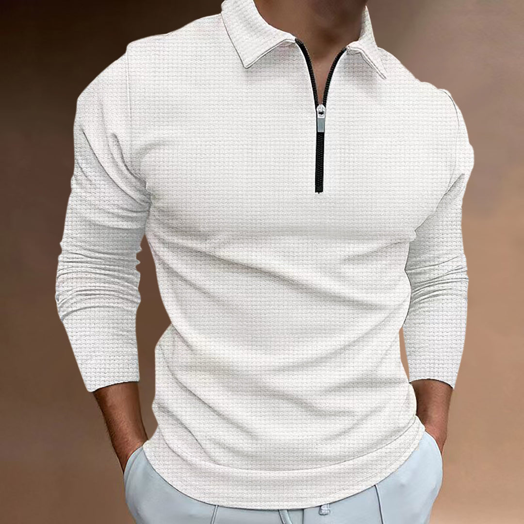 Herren Poloshirt mit Reißverschluss und strukturiertem Design Echoarchiv