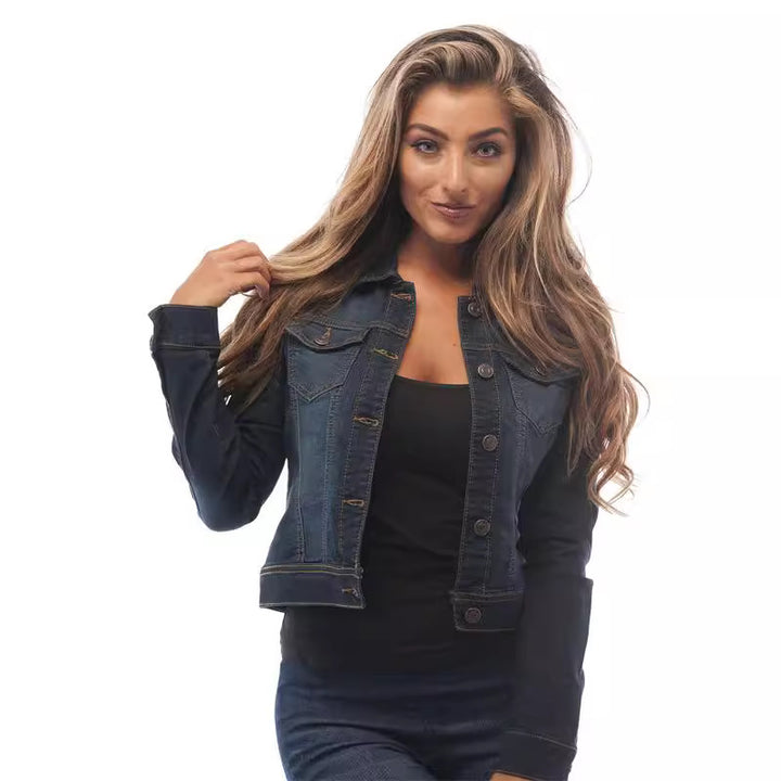 Damen klassische Denim-Jacke im modischen Schnitt mit Knopfdetails Echo Archiv