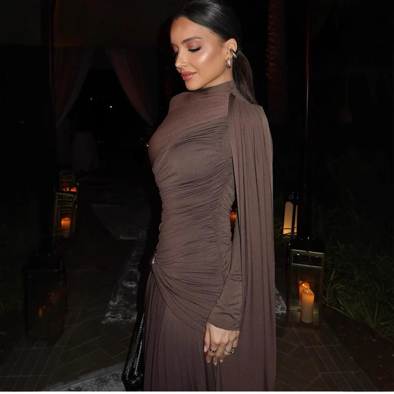 Damen Figurbetontes Abendkleid mit asymmetrischer Drapierung, gerafftem Oberteil und langer Drapé‑Schleife Echoarchiv