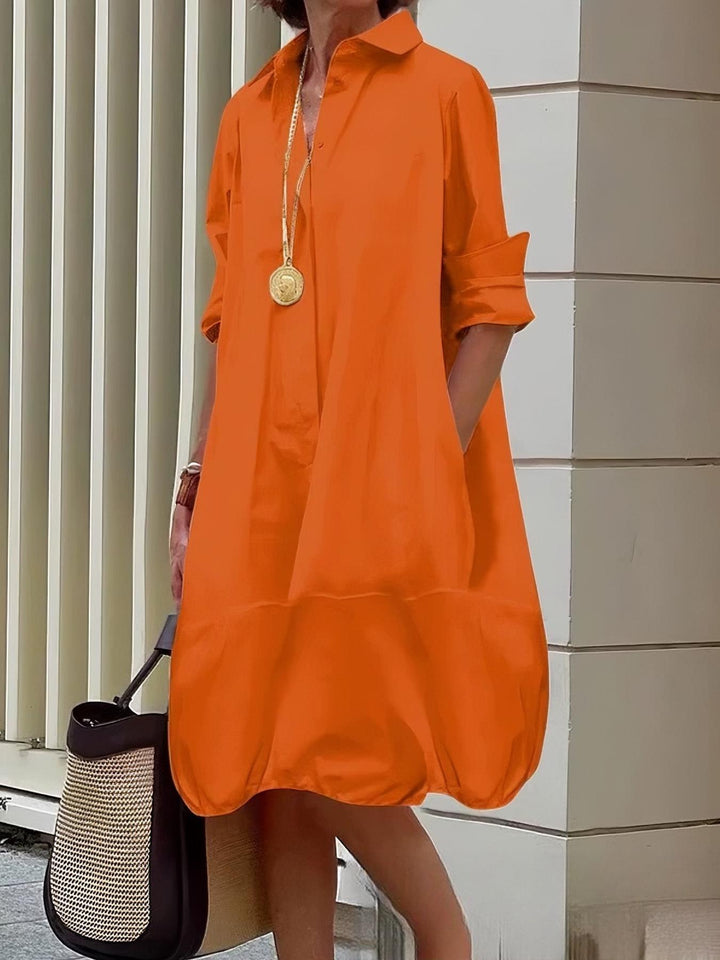 Damen Lässiges Hemdblusenkleid mit weit geschnittenem Saum Echoarchiv