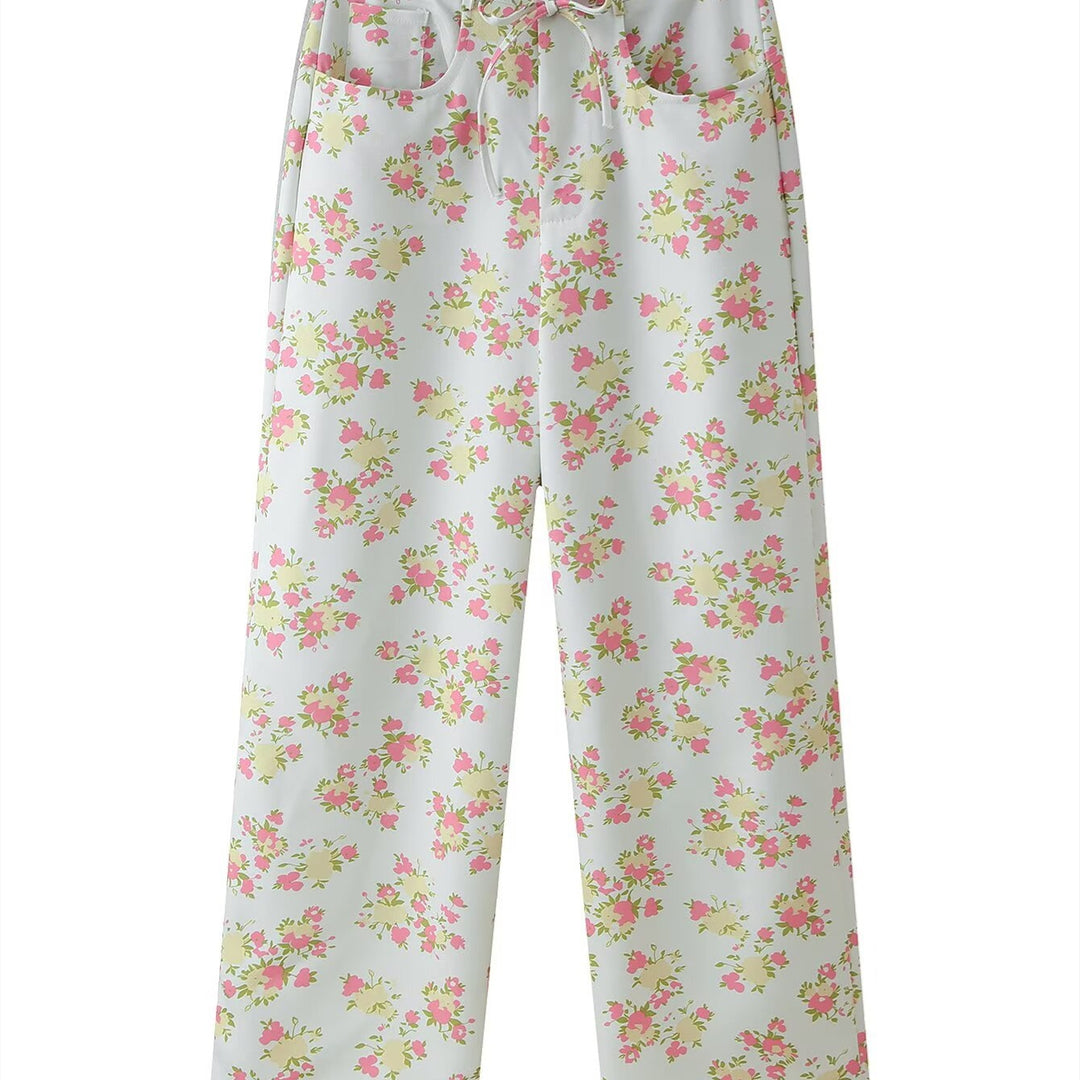 Damen Blumenmuster Crop-Top und Hose Set Echo Archiv