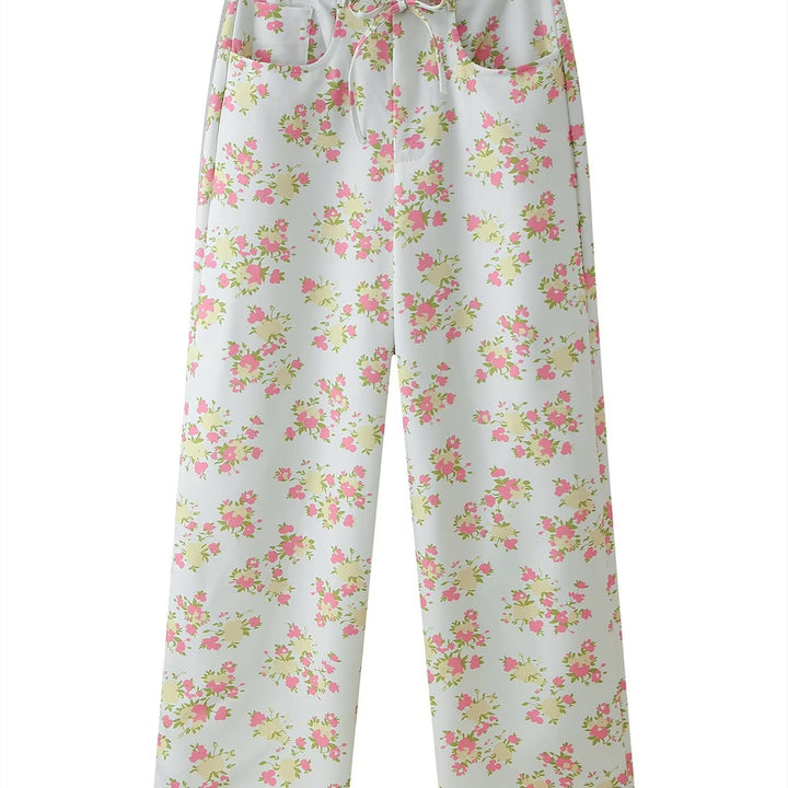 Damen Blumenmuster Crop-Top und Hose Set Echo Archiv