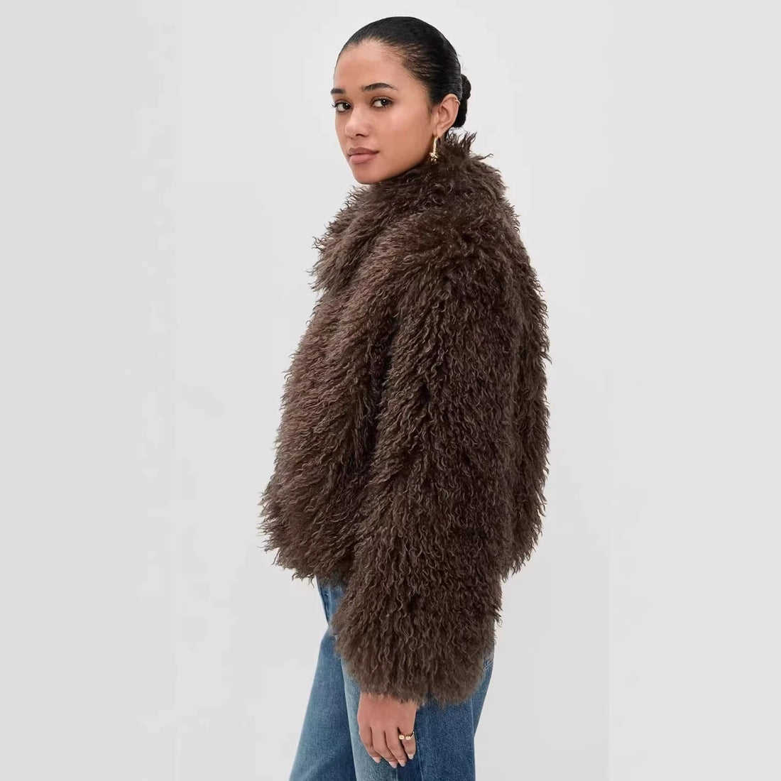 Damen kurzer shaggy Kunstpelz-Blouson mit dichtem Hochflor Echo Archiv