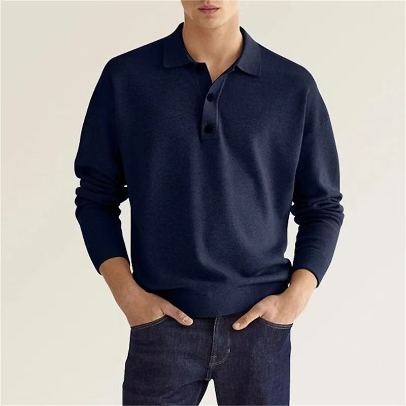Herren lässiger Sweat-Polo mit Knopfleiste Echoarchiv