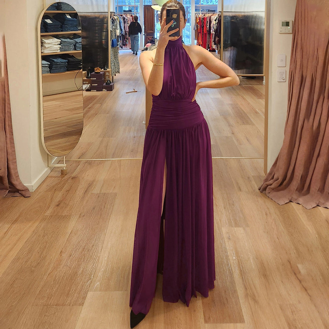 Damen Elegantes Maxikleid mit hochgeschlossenem Design und verführerischem Schlitz Echo Archiv