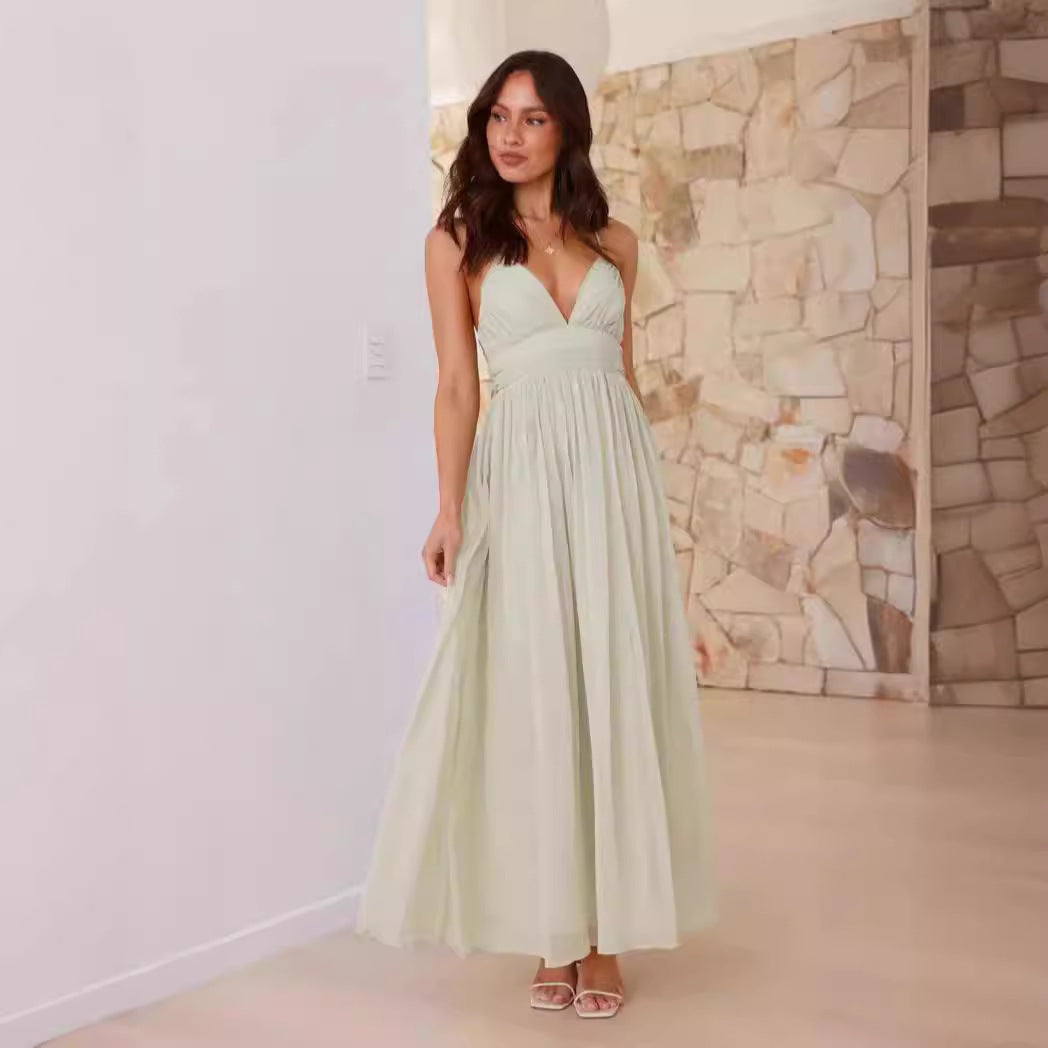 Damen Maxikleid mit schmalen Spaghetti-Trägern und elegantem Wickel-Design Echoarchiv