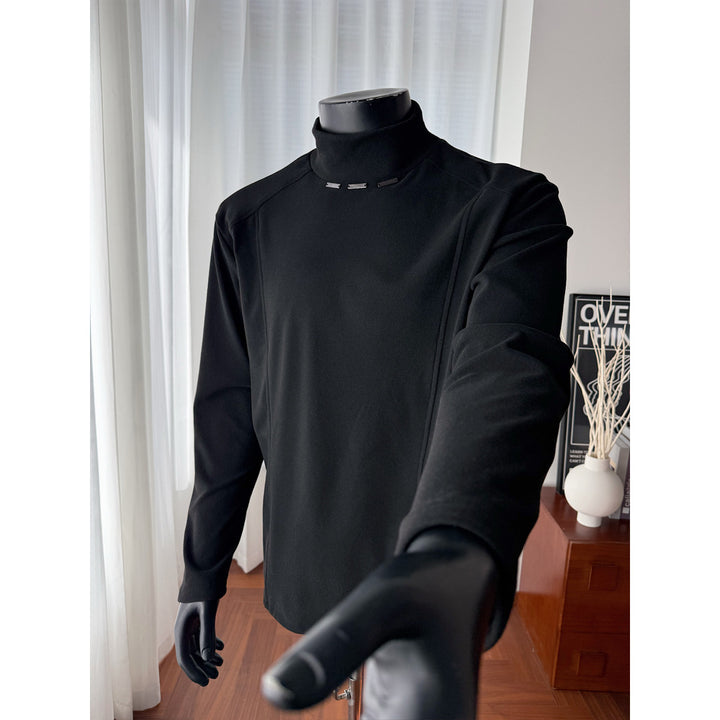Herren Rollkragen-Feinstrickshirt mit Metallnieten am Kragen und schmaler Silhouette Echo Archiv
