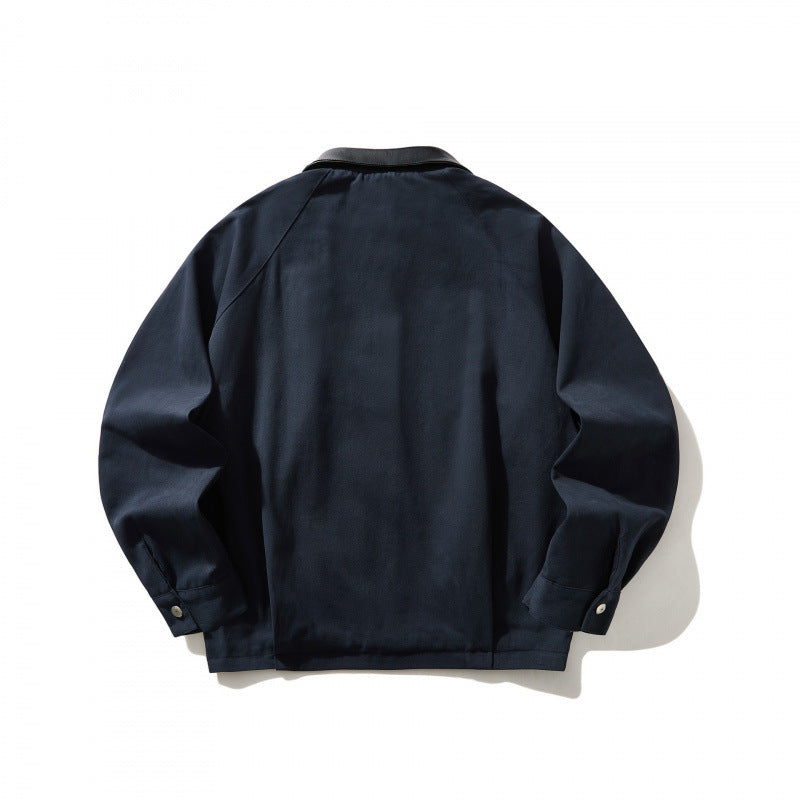 Herren Kurz geschnittener Canvas-Blouson mit Lederimitat-Kragen und elastischem Saum Echo Archiv