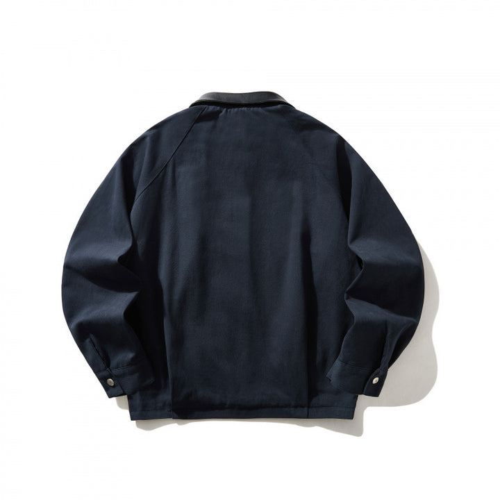 Herren Kurz geschnittener Canvas-Blouson mit Lederimitat-Kragen und elastischem Saum Echo Archiv