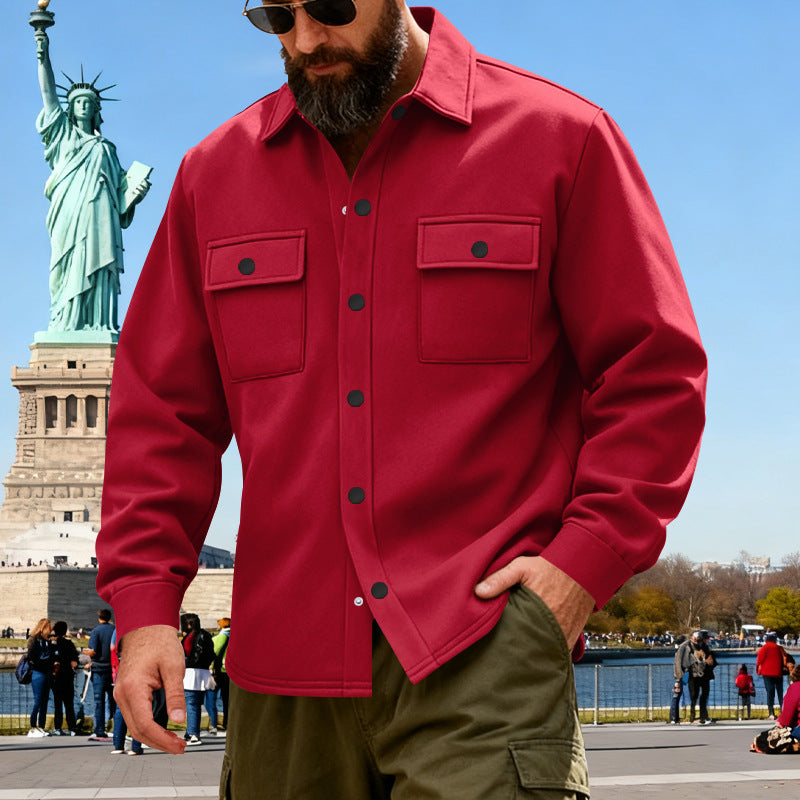 Herren nan lässige Hemdjacke aus Baumwollmischung mit aufgesetzten Brusttaschen Echo Archiv
