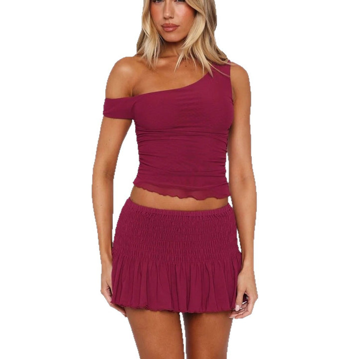 Damen Set mit off-shoulder Oberteil und gerafftem Rock Echo Archiv