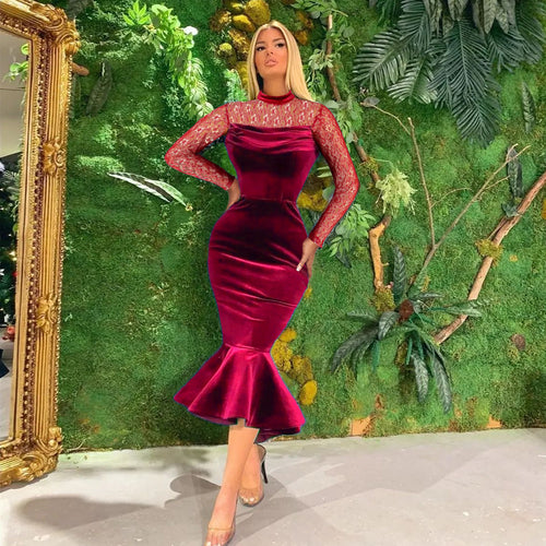 Damen Elegant Fit-and-Flare Kleid mit Spitzenärmeln Echo Archiv