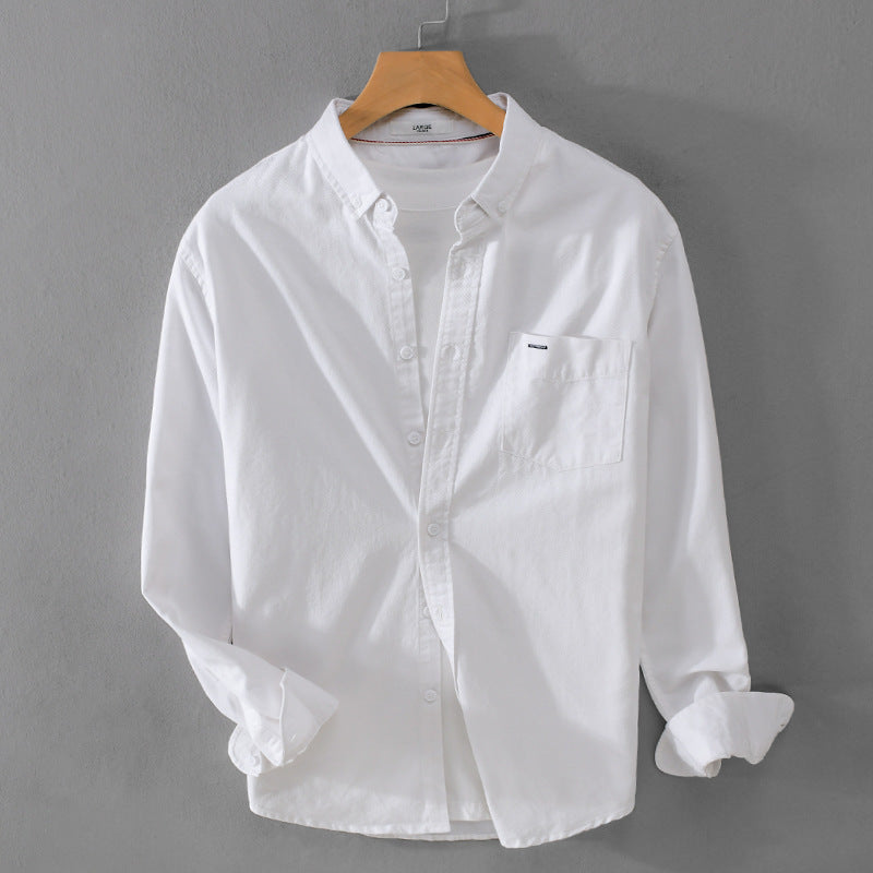 Herren klassisches Button-Down Oxfordhemd aus Baumwolle mit Kentkragen lockerer Schnitt und Brusttasche Echoarchiv