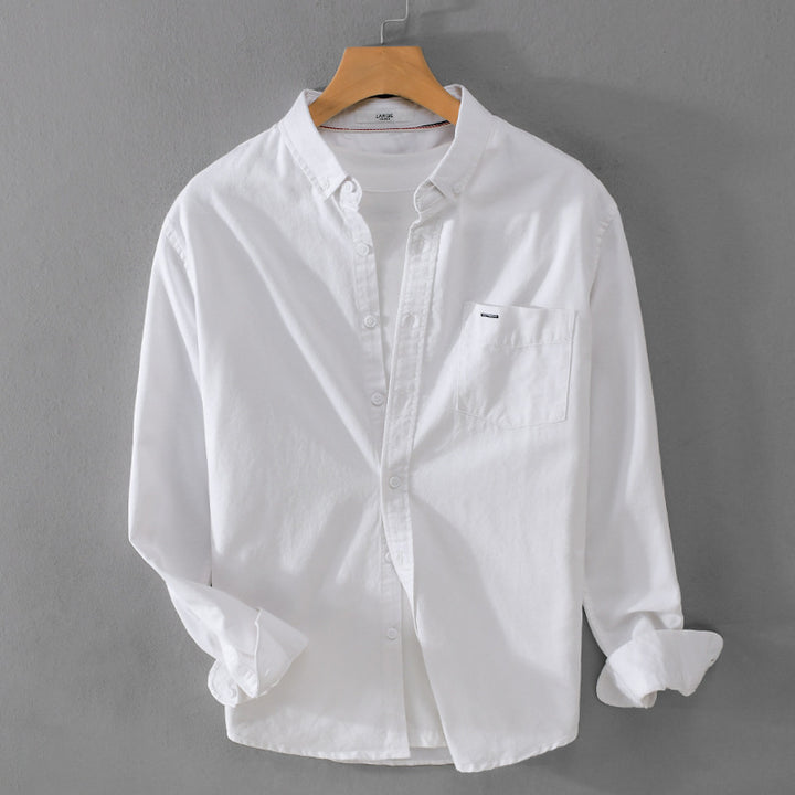 Herren klassisches Button-Down Oxfordhemd aus Baumwolle mit Kentkragen lockerer Schnitt und Brusttasche Echoarchiv