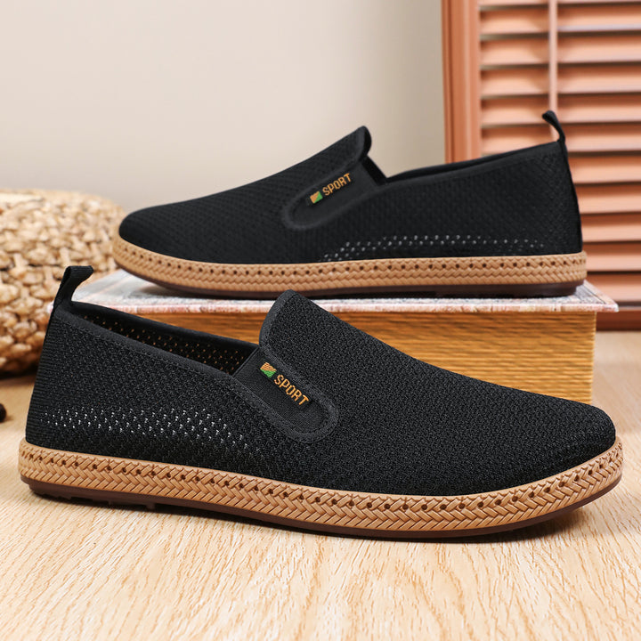 Herren nan atmungsaktiver Strick-Slip-On Loafer mit elastischem Einstieg, geflochtener Dekor-Sohle und gepolstertem Komfortfußbett Echo Archiv