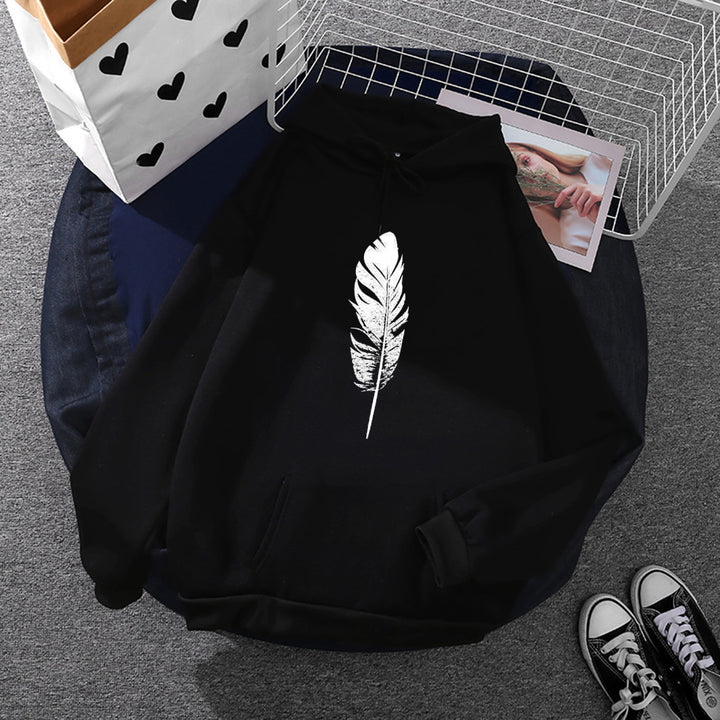 Damen Kapuzenpullover mit Fingerherz-Print, Oversize-Schnitt und Kängurutasche – Auréline