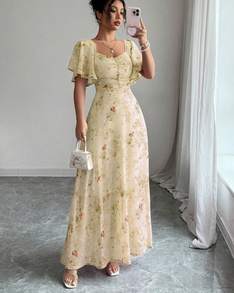 Damen Maxikleid mit fließendem Schnitt und romantischem Blumenmuster Echo Archiv