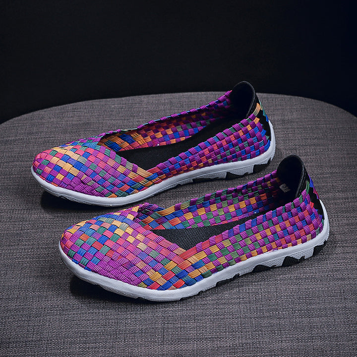 Damen nan gestrickter Slip-On Freizeitschuh mit geflochtenem Obermaterial und rutschfester Flexsohle Echo Archiv