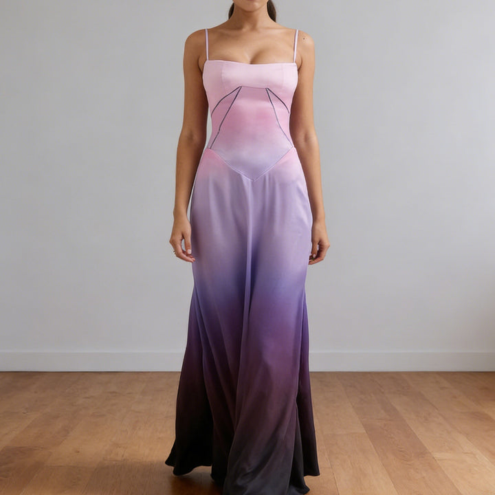 Damen Elegantes Abendkleid mit floralem Oberteil und schmalen Spaghetti-Trägern Echo Archiv