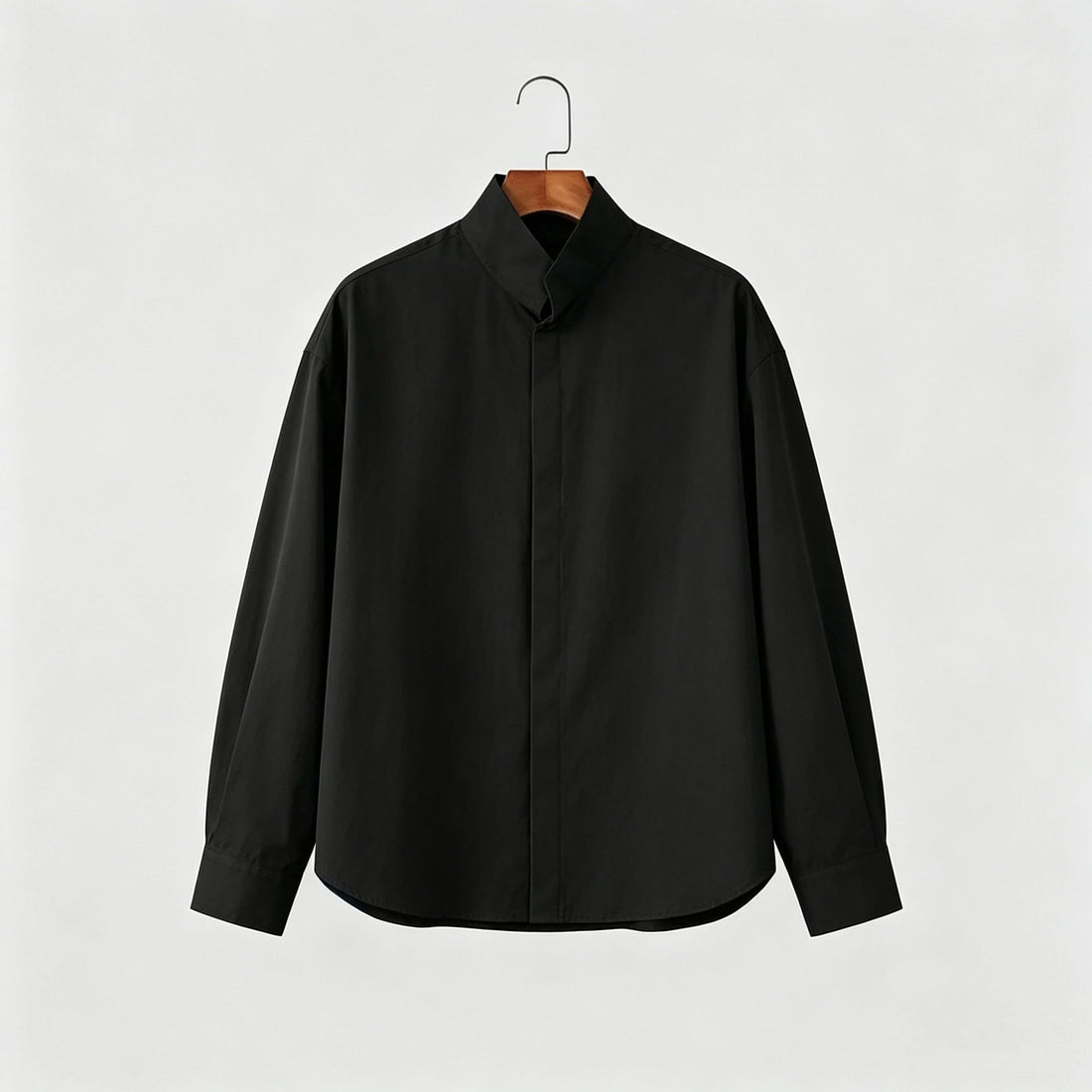 Damen Oversized Hemd mit Stehkragen und verdeckter Knopfleiste Echoarchiv