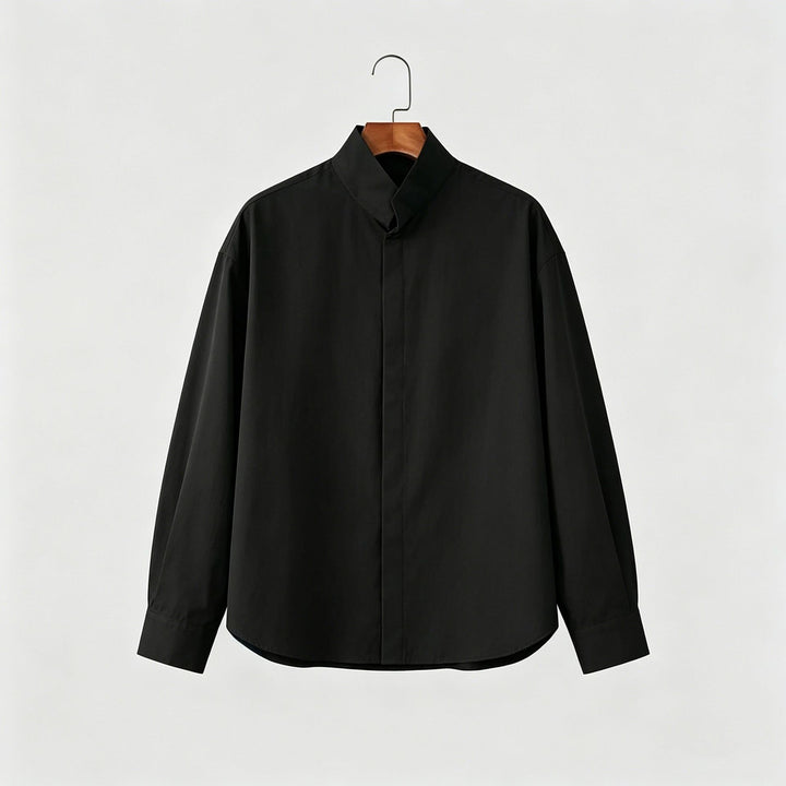 Damen Oversized Hemd mit Stehkragen und verdeckter Knopfleiste Echoarchiv