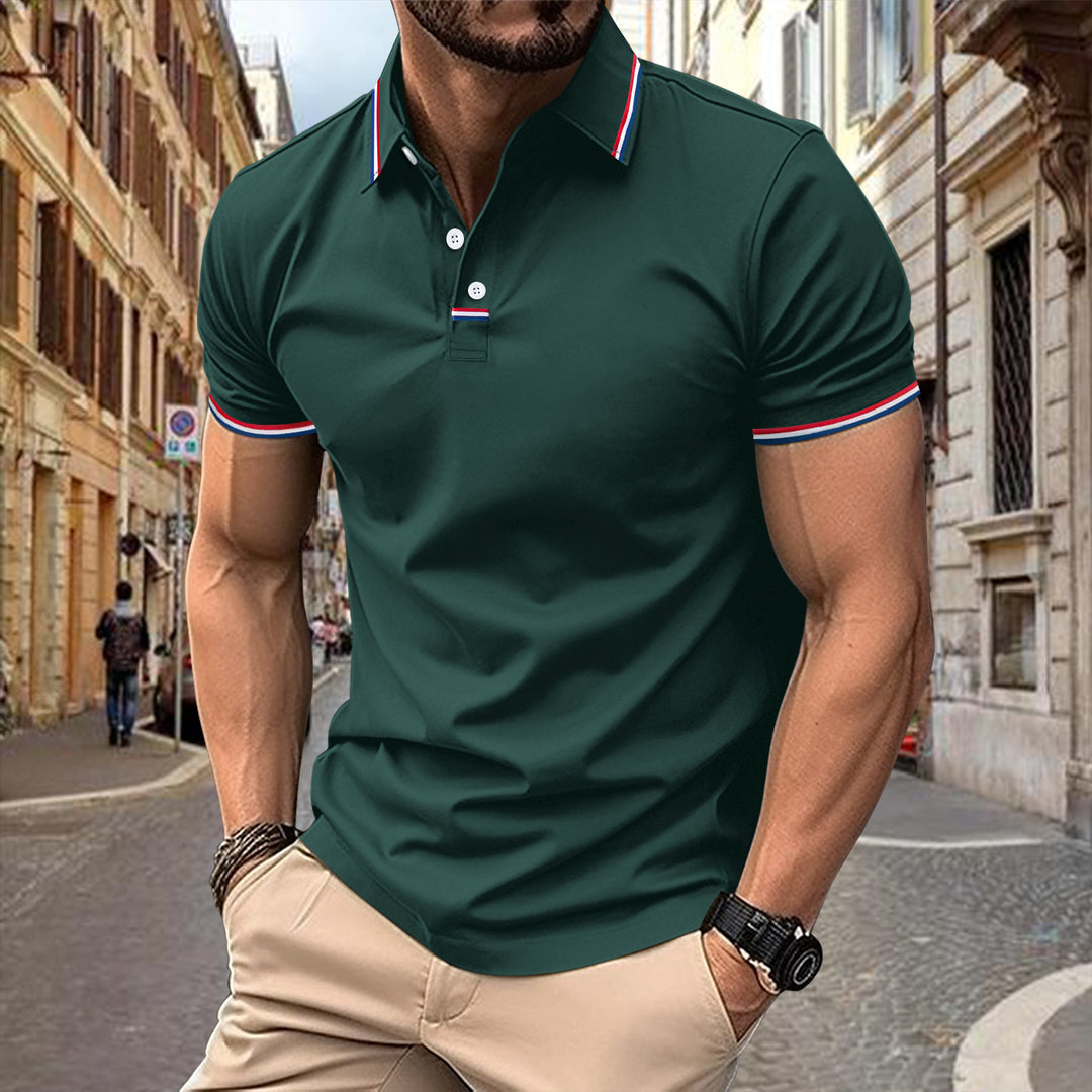 Herren polohemd mit kreativem Farbkontrast und atmungsaktivem Stoff Echoarchiv