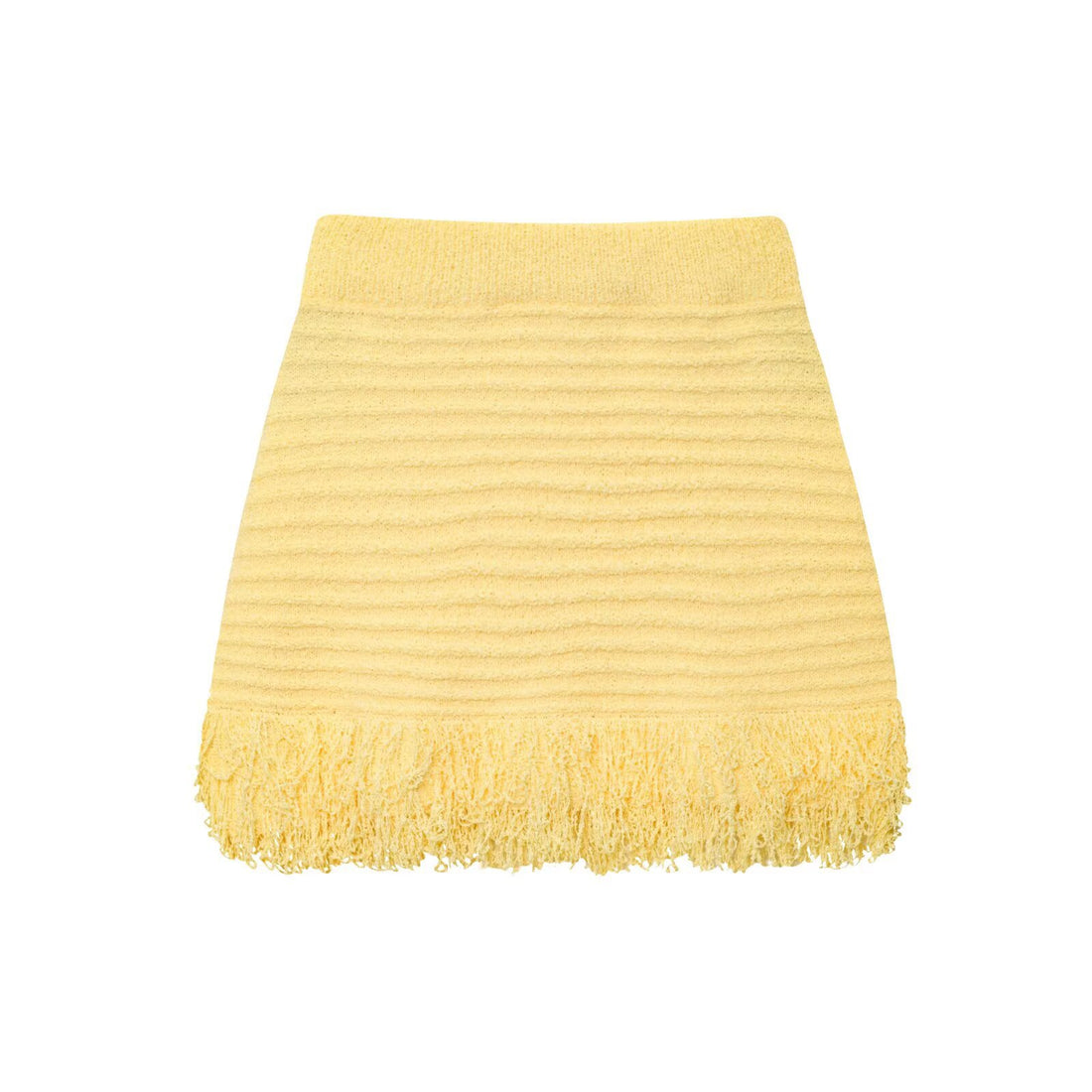 Damen Kurzarm-Strickjacke mit fransigem Saum und dekorativen Knöpfen – Veloura