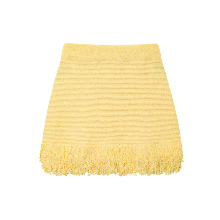 Damen Kurzarm-Strickjacke mit fransigem Saum und dekorativen Knöpfen Echo Archiv