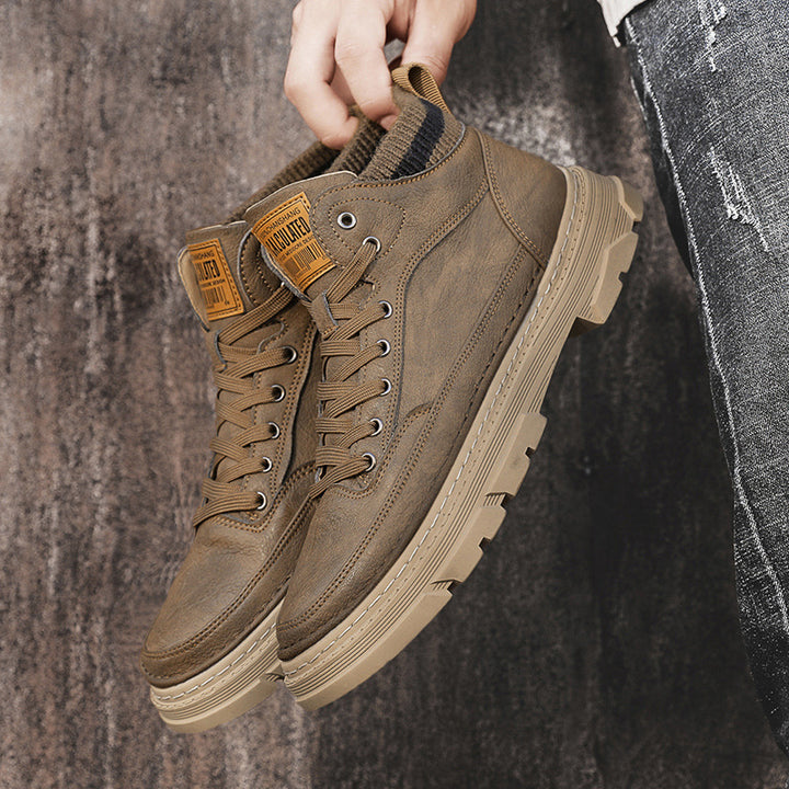 Herren lederoptik High-Top City-Boot Sneaker mit gestricktem Schaftkragen und stoßdämpfender Profilsohle Echo Archiv