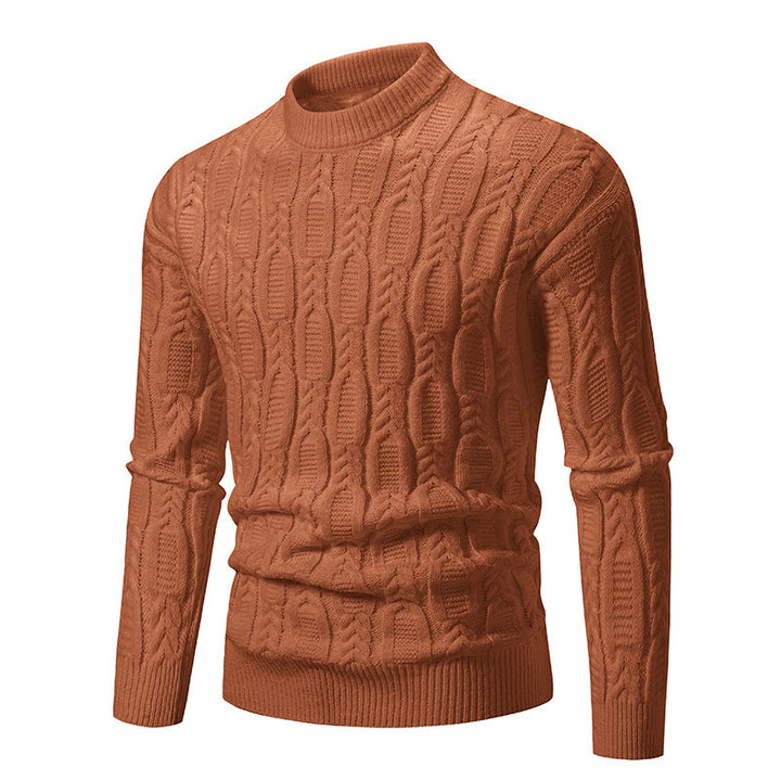 Herren modischer Rollkragenpullover mit strukturiertem Zopfmuster Echoarchiv