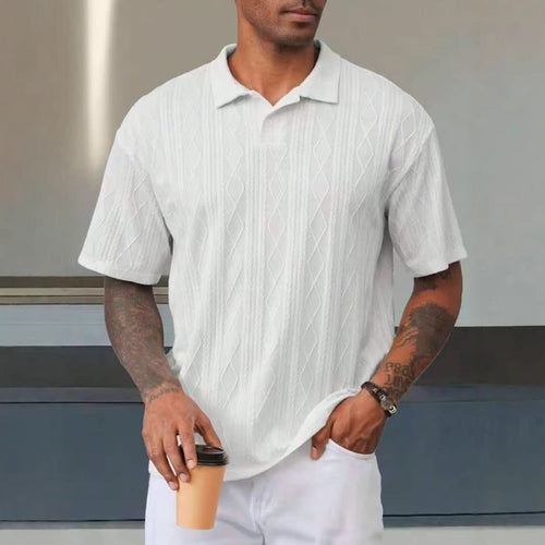 Herren Kurzarm Poloshirt mit strukturiertem Muster und modischem Kragen Echoarchiv