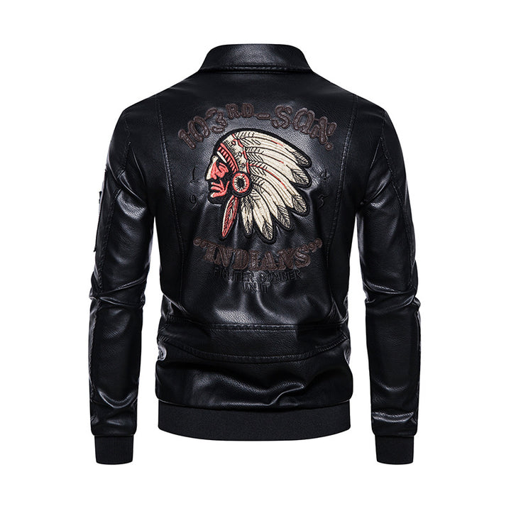 Herren Modische Kunstleder Jacke mit Stickereien Echo Archiv