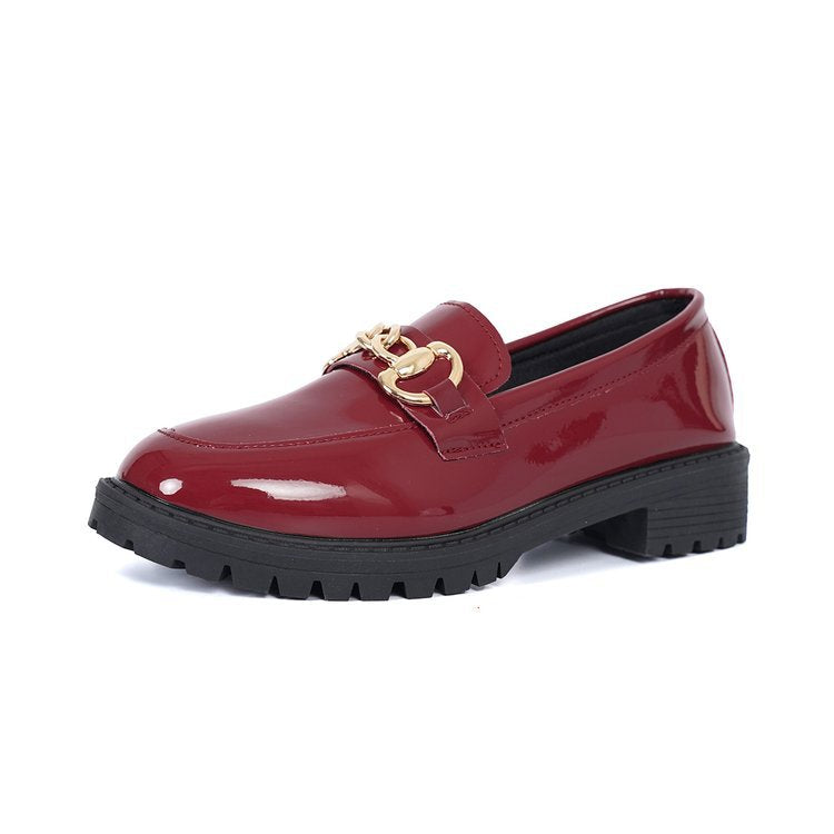Damen nan elegante Lack-Plateau-Loafer mit dekorativer Schleife und profilierter Gummisohle Echo Archiv