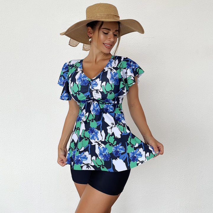Damen Tankini-Set mit modischen Rüschendetails und bequemen Shorts Echo Archiv